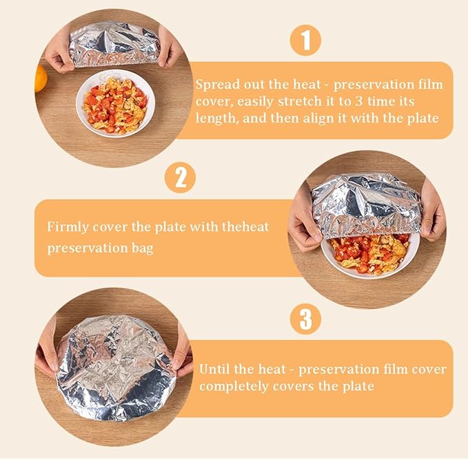 Ouliget Repeatable Film Insulation Cover,Aluminium Foil Elastic Food Bowl Storage Covers,Food Fresh Keeping Bags for Sandwich Wraps Burritos BBQ Cooking Storing Food,20 Pieces - Image 4