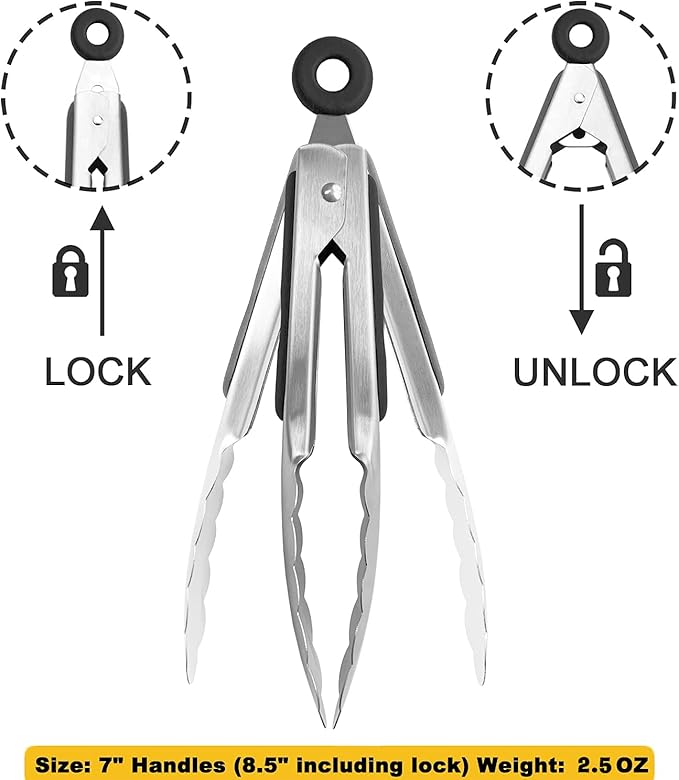 HINMAY Small Stainless Steel Serving Tongs 7-Inch Mini Food Tongs, Set of 3 - Image 3