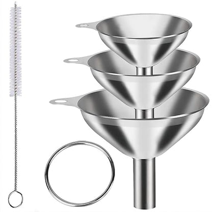 Funnels for Kitchen Bottle Filling, Lmoszuak Mini Stainless Steel Funnels, Multi-use Small Kitchen Funnel Set of 3, for Transferring Liquid, Fluid, Essential Oils, Powder,Tiny Spices,Dishwasher Safe