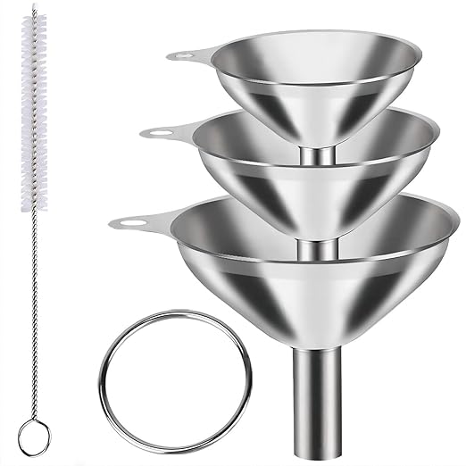Funnels for Kitchen Bottle Filling, Lmoszuak Mini Stainless Steel Funnels, Multi-use Small Kitchen Funnel Set of 3, for Transferring Liquid, Fluid, Essential Oils, Powder,Tiny Spices,Dishwasher Safe