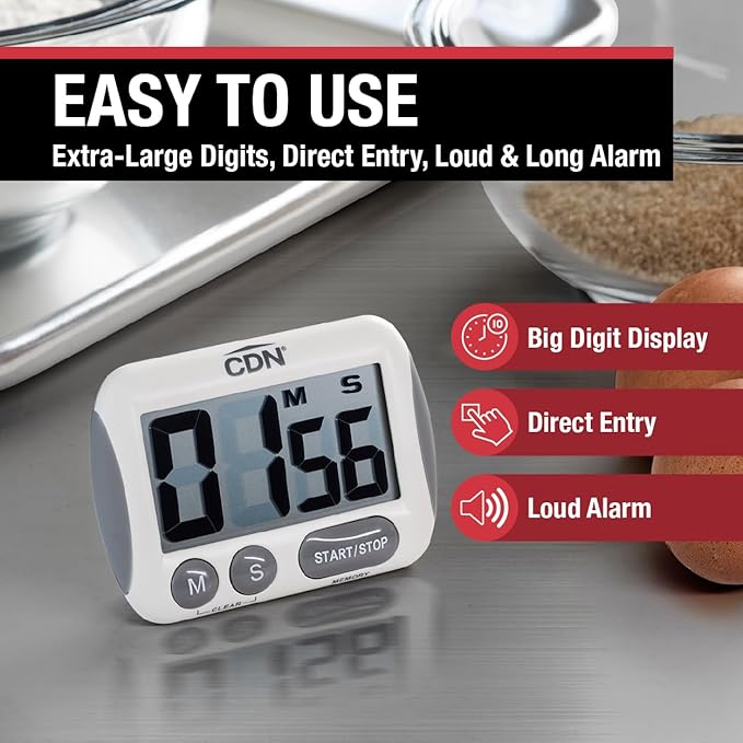 CDN Extra-Big Digit Timer | Counts Up & Down, 100 Minutes by Minutes & Seconds, Extra-Large Digits, Loud Alarm, Stand, Hang, Magnet Mounting, Perfect for Batch Baking - TM15 - Image 3