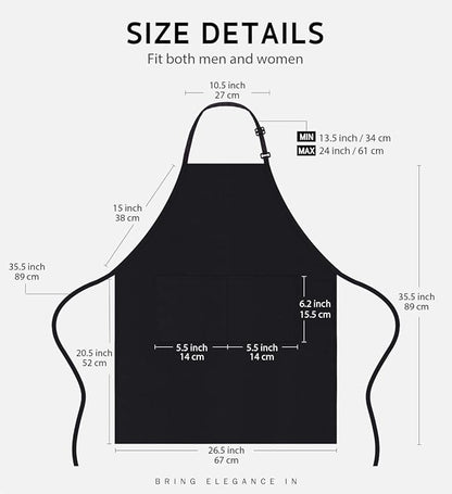 Syntus 12 Pack Bib Apron, Unisex Aprons Adjustable Thicker Version Waterdrop Resistant with 2 Pockets Cooking Kitchen Aprons for Women Men Chef, BBQ Drawing Apron Bulk, Black - Image 2