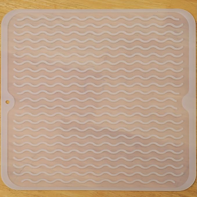 MicoYang Silicone Dish Drying Mat for Multiple Usage,Easy clean,Eco-friendly,Heat-resistant Silicone Mat for Kitchen Counter or Sink,Refrigerator or Drawer liner Translucent M 12 inches x 12 inches by MicoYang