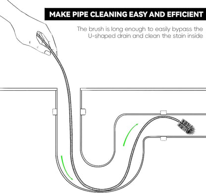 Flexible Drain Brush, 66 Inch Long Double Ended Hose Pipe and 58 Inch Tube Cleaning Brush and 2 Pack 8 Inch Straw Cleaner Brush