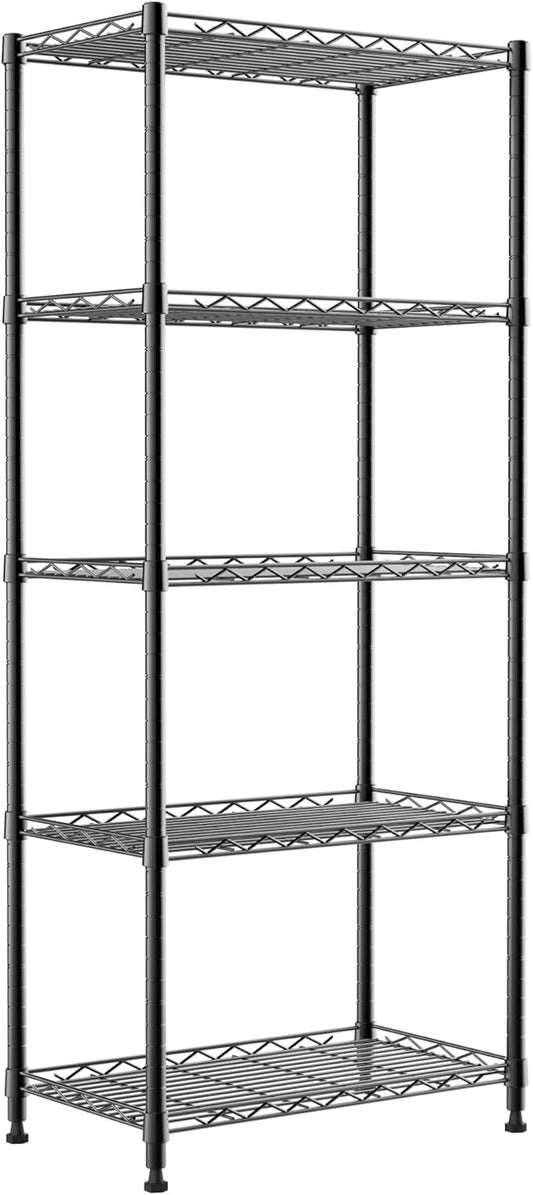 REGILLER 5-Wire Shelving Metal Storage Rack Adjustable Shelves,Standing Storage Shelf Units for Laundry Bathroom Kitchen Pantry Closet(Black,11.8" D x 21.2" W x 53.5" H) by REGILLER