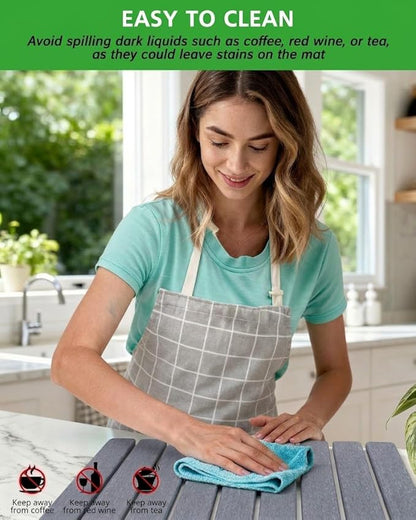 Stone Drying Mat for Kitchen Counter 16x24 Inch, Diatomaceous Dish Drying Mat with Towel Sanding Tool, Fast-Absorbing Quick-Dry Non-Slip Sink Tray ( Grey ) - Image 3
