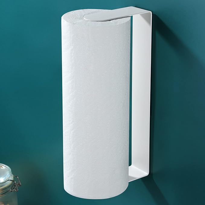 ZUNTO Paper Towel Holder Under Cabinet - Paper Towel Rack for Kitchen, Adhesive Paper Towel Holder SUS304 Stainless Steel(White) - Image 2