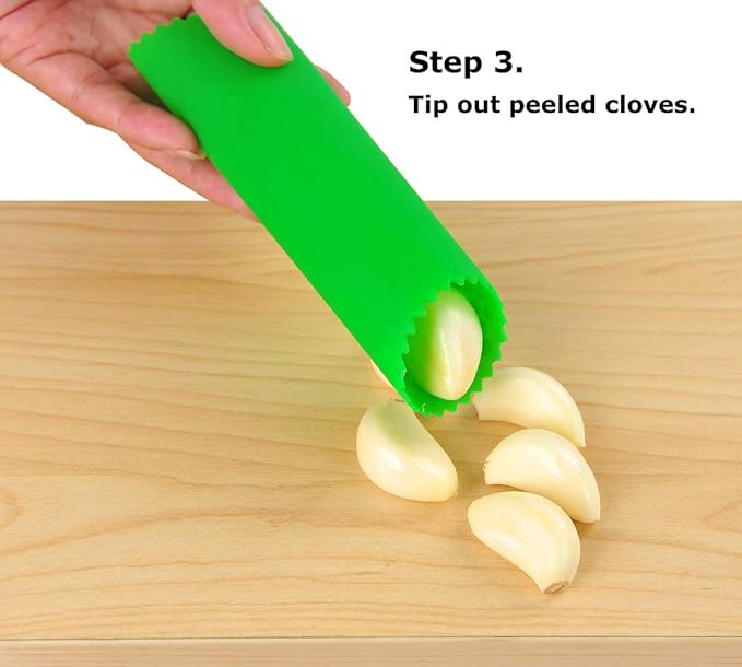 2 Set Peeler Silicone Easy Roll Tube Useful Garlic Odorfree Kitchen Tool (Yellow,Green) - Image 4