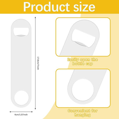 4 Pcs Sublimation Bottle Opener Blanks,White Stainless Steel Flat Beer Bottle Opener, Personalized Sublimation Blank Products for Kitchen Restaurant