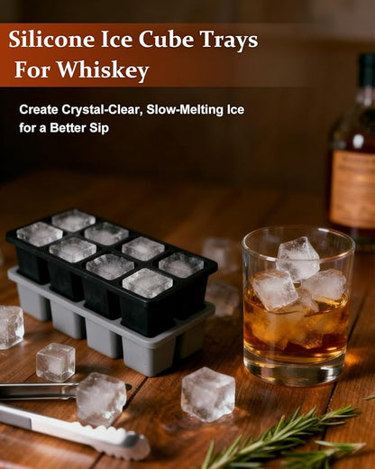 Large Silicone Ice Cube Trays with Lids, ZDPMK 4 Pack Large Whiskey Ice Cube Molds, Easy‑Release 2 Inch Square Big Ice Cube Molds for Freezer, Cocktails, Iced Coffee, Baby Food, Dishwasher‑Safe - Image 2