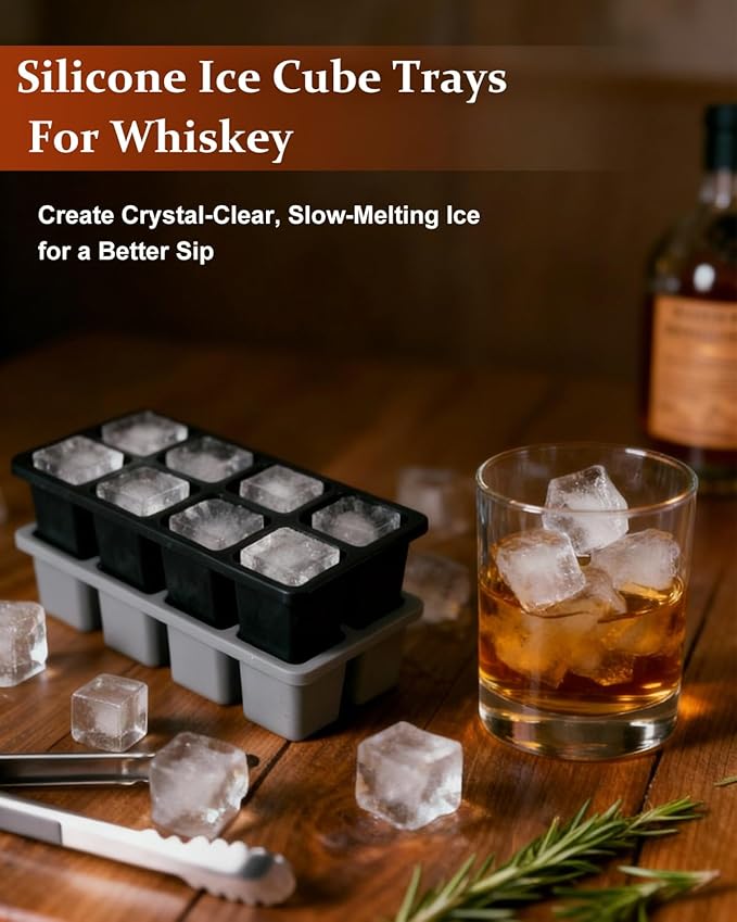 Large Silicone Ice Cube Trays with Lids, ZDPMK 3 Pack Large Ice Cube Molds for Whiskey, Easy-Release 2 Inch Square Big Ice Cube Molds for Freezer, Cocktails, Iced Coffee, Baby Food, Dishwasher-Safe - Image 2