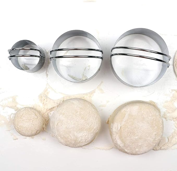 HULISEN Biscuit Cutter Set (3 Pieces/Set), Stainless Steel Round Cookies Cutter with Handle, Professional Baking Dough Tools, Gift Package - Image 2