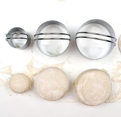 HULISEN Biscuit Cutter Set (3 Pieces/Set), Stainless Steel Round Cookies Cutter with Handle, Professional Baking Dough Tools, Gift Package - Image 2