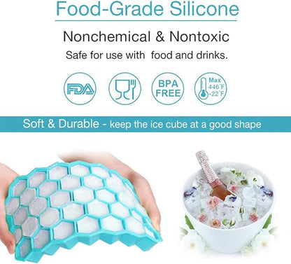 Azyh Ice Cube Trays with Lid, 2 Pack Silicone Ice Cube Trays with Lid-37 Grid, Easy-Release 74 PCS Small Ice Cubes for Iced Coffee Cocktail Whisky Chocolate Soup Food,BPA Free,Durable,Dishwasher Safe - Image 2
