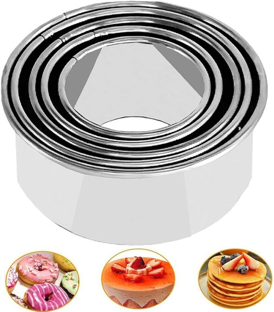 5Pcs Cookie Cutters - Stainless Steel Biscuit Cutters/Dumpling Cutters/Cake Pastry Cutters/Cake Cookie Scone Cutters Molds stamps for Cooking Baking (Round Edge, 5Pcs) by ZDHSOY