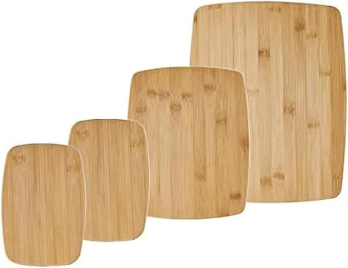 Farberware 4-Piece Bamboo Cutting Board Set - Reversible Boards for Chopping, Slicing, Charcuterie and Meal Prep - Kitchen Essential, Housewarming or Back-to-School Gift by Farberware