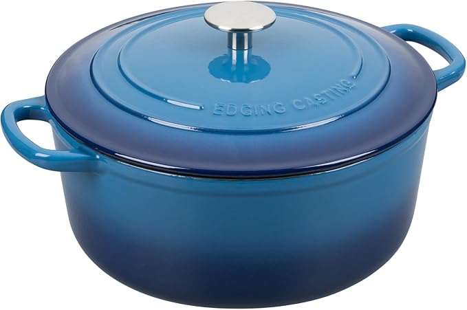 EDGING CASTING Enameled Cast Iron Dutch Oven Pot With Lid for Cooking, Bread Baking, Bread Oven, 5.5 Quart, Lake Blue - Image 4