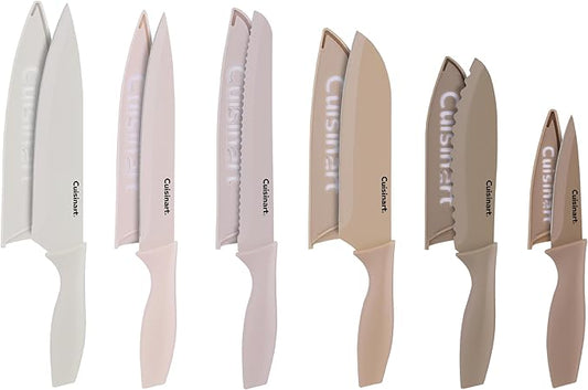 Cuisinart Advantage 12-Piece Kitchen Knife Set, Professional-Quality Nonstick Coated Stainless Steel Knives with Covers, Nonstick Color Coating for Easy Slicing, Ergonomic Handles, G1022-12P by Cuisinart