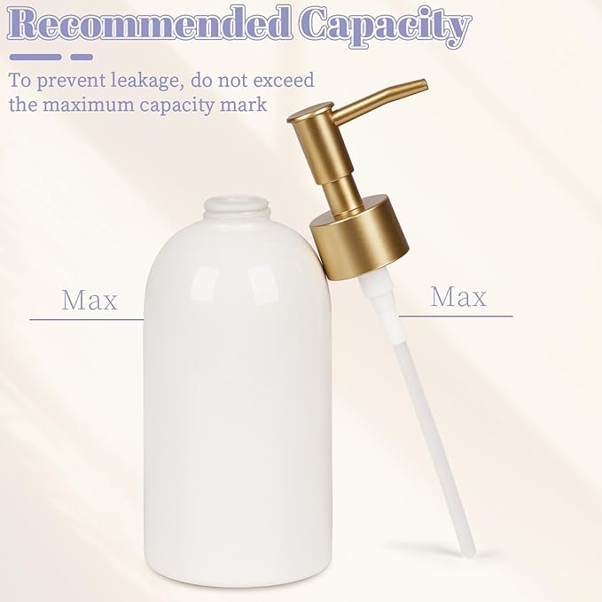 Natheeph 14OZ Ceramic Soap Dispenser Ceramic Soap Pump Dispenser Can Fill Liquid for Bathroom/Kitchen (White) - Image 3