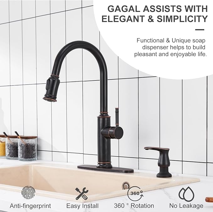 GAGALIFE Kitchen Sink Soap Dispenser Oil Rubbed Bronze, Built in Soap Dispenser with 17 OZ Bottle, Refill from The Top, Liquid Dispenser for Kitchen Sink - Image 3