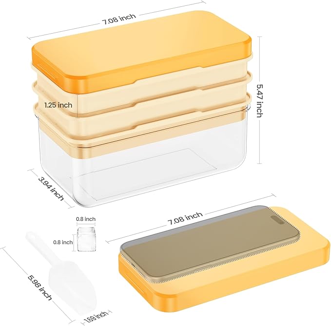 PHINOX Ice Cube Tray with Lid and Bin, 3 Pack Plastic Ice Cube Tray Molds, 84 pcs Ice Trays for freezer, Chilling Drinks, Whiskey & Cocktails, with Ice Container and Ice Scoop, BPA-Free - Image 3