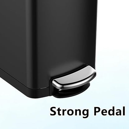 Garvee Slim Kitchen Trash Can 8 Gal, Skinny Stainless Steel Garbage Can with Removable Inner Bucket & Soft Close Lid, Narrow Trash Bin for Bathroom Living Room Office, Black
