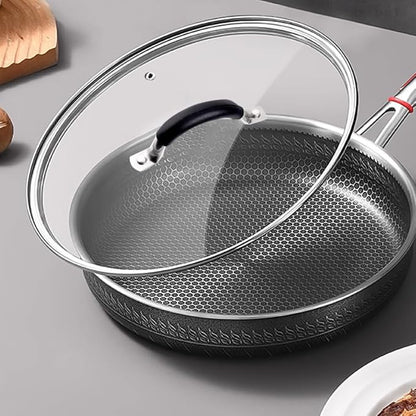 12 Inch Tempered Glass Lid for Lodge 12" Cast Iron Skillets & 7QT Dutch Ovens -Stainless Steel Handle and Rim (12 INCH LID)