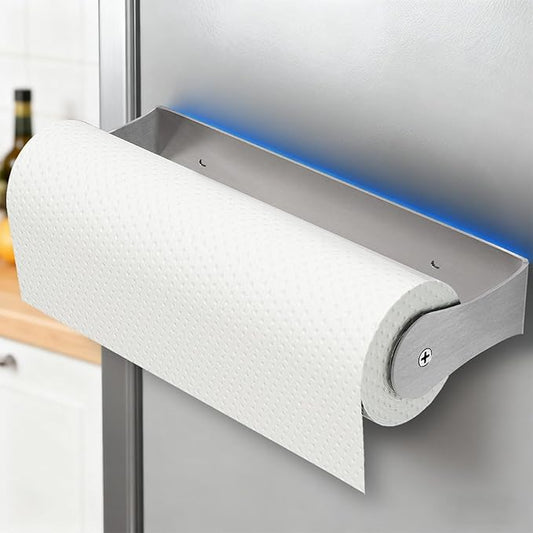 PAROTO Magnetic Paper Towel Holder for Fridge, Silver Paper Towel Holder for Kitchen, Strong Magnet for Refrigerator, RV, Garage, BBQ, No Drilling, Kitchen & Bathroom Organizers and Storage by Awarmhome