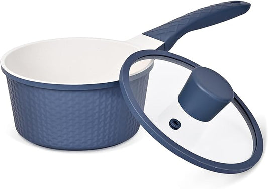 1.5QT Nonstick Saucepan with Lid - Granite Coating, PTFE & PFOA Free, Dishwasher Safe Small Cooking Pot for Milk, Sauce, Pasta by Unknown