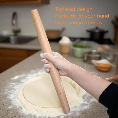 French Rolling Pin,16 Inches Wooden Rolling Pin for Baking,Fondant,Dough Roller for Cookie,Pizza Pie Crust, Pastry, Dough, Essential Kitchen Utensil - Image 4