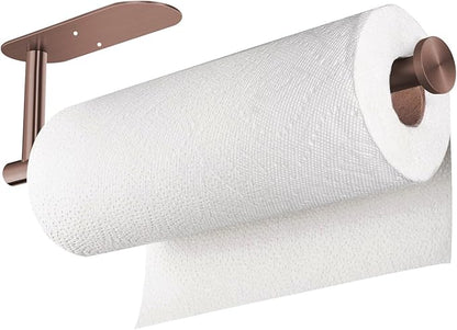 VAEHOLD Adhesive Paper Towel Holder Under Cabinet Wall Mount for Kitchen Paper Towel, Black Paper Towel Roll Holder Stick to Wall, Stainless Steel (Rose Gold) - Image 2