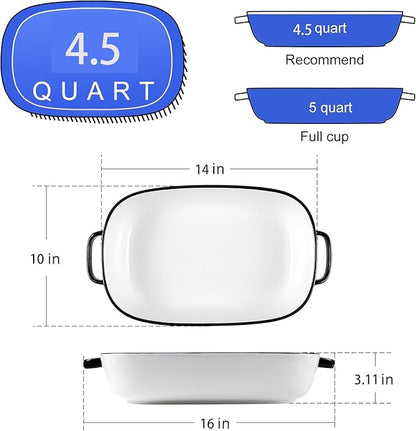 4.5 Quart Ceramic Baking Dish,Serving Bakeware for Casserole,Lasagna,Gratin,Broiling,Roasting,and Baking.Large Deep 14x10x3.11 inches Pan,Safe for Oven Microwave Refrigerator Disinfection Cabinet and - Image 6