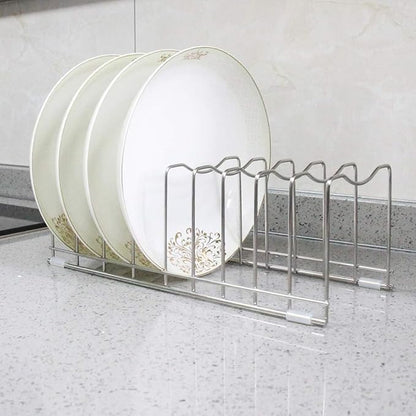 FLSEPAMB Pot Lid Organizer Pan Lid Organizer Kitchen Pot Lid Rack Suitable for Bakeware Dish Plate, Cutting Boards, Pots & Pans, Serving Trays, Reusable Holder (2 Pack) - Image 9