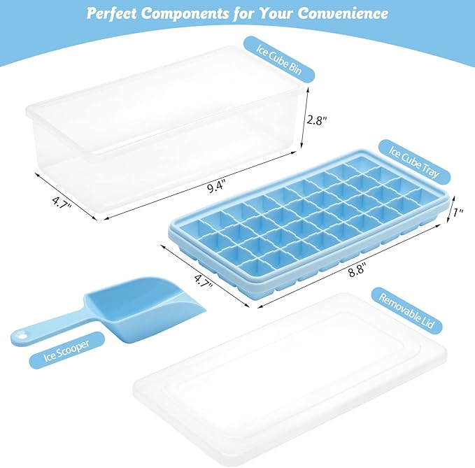 Silicone Ice Cube Tray with Leak-Proof Lid & Storage Bin for Freezer – BPA-Free 36-Piece Nugget Ice Molds, Spill-Resistant Cover & Ice Scoop Container Cover - Image 2