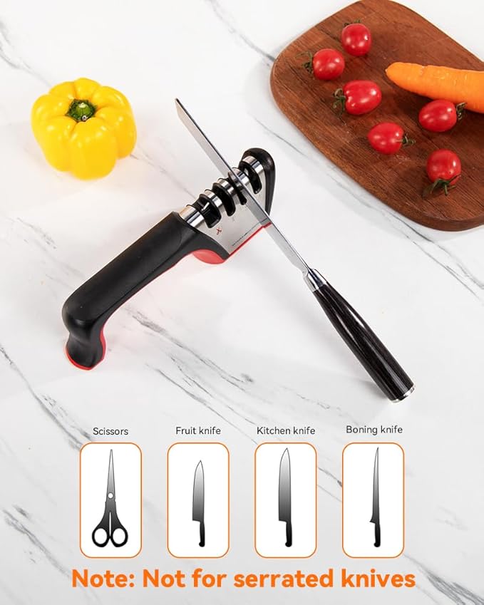 Brigii 4-in-1 Knife Sharpener, Kitchen Knife Accessories for Ceramic Knives, Steel Knives and Scissors, Aiding in Repair, Restoration, and Polishing of Blades - Image 5