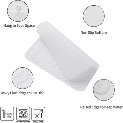 MicoYang Silicone Dish Drying Mat for Multiple Usage,Easy clean,Eco-friendly,Heat-resistant Silicone Mat for Kitchen Counter or Sink,Refrigerator or Drawer liner Translucent M 12 inches x 12 inches - Image 4