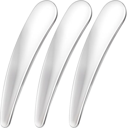 Pndeyo 3pcs Mini Stainless Steel Makeup Spatula, Reusable Cosmetic Cream Spatulas Spoon, Skincare Scoop Applicator Facial Massage Beauty Tools for Mixing and Sampling Face Eye Cream- Silver