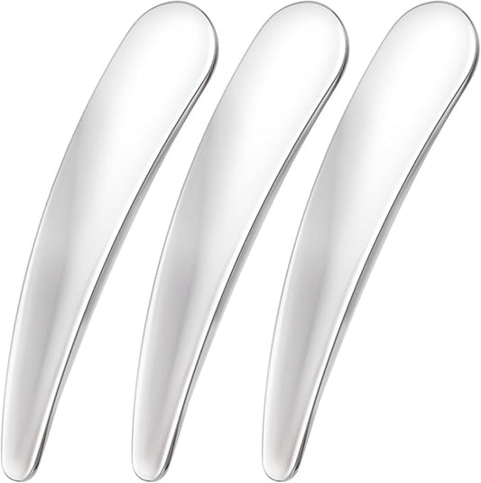 Pndeyo 3pcs Mini Stainless Steel Makeup Spatula, Reusable Cosmetic Cream Spatulas Spoon, Skincare Scoop Applicator Facial Massage Beauty Tools for Mixing and Sampling Face Eye Cream- Silver