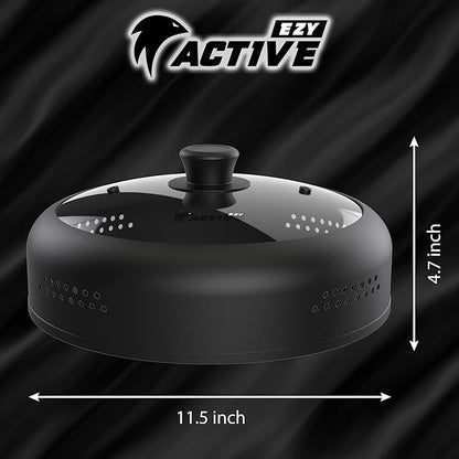 Microwave Cover for Food, Silicone and Glass Splatter Guard Lid for 6–7–8–9-10-11-12 inch Plates & Bowls. By EZY ACTIVE.
