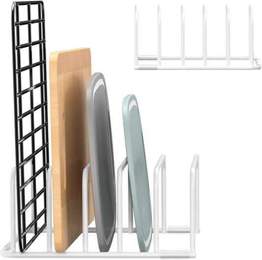 Fikoksol Cutting Board Organizer and Baking Sheet Rack, [1-Pack] White Heavy Duty Metal Cookie Sheet Organizer for Cutting Board Storage & Plate Holder for Cabinet, Tray Dividers for Cabinets by HOMEACCESSORIES