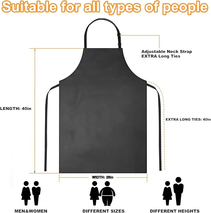 Gotega 4 Pack Waterproof Rubber PVC Apron Adjustable Dishwasher Apron-Women Men Heavy Duty Work Apron for Dishwashing Chemical Lab Butcher Grooming Black - Image 2