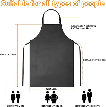 Gotega 4 Pack Waterproof Rubber PVC Apron Adjustable Dishwasher Apron-Women Men Heavy Duty Work Apron for Dishwashing Chemical Lab Butcher Grooming Black - Image 2