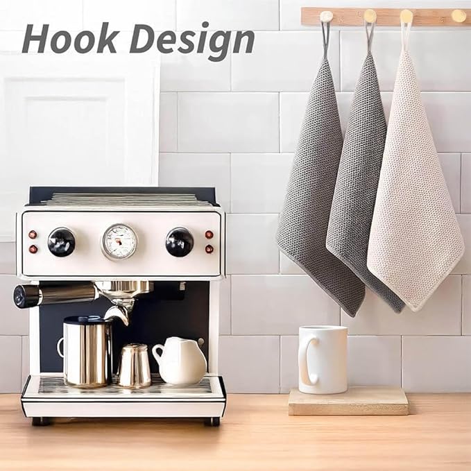 Barista Towel, Microfiber Cleaning Cloths, Espresso Machine Accessories for Coffee Bar, Steam Wand, Countertop, Milk Frother, Coffee Bar Accessories, 12”x12”, 6 Pack, Grey - Image 3