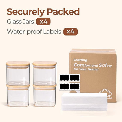 ComSaf 0.7 Qt Glass Food Storage Jars Set of 4, Clear Glass Storage Containers with Lids, Pantry Organization Jar, Spice Jar, Blooming Tea, Coffee and Sugar Container, Small Canister Set for Kitchen - Image 8