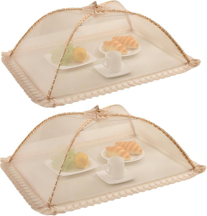 2PCS 40cmx50cm Large Premium Pop-Up Mesh Screen Food Cover Tent Umbrella, Reusable and Collapsible Outdoor Picnic Food Covers Mesh, Net Food Covers Keep Out Flies, Bugs, Mosquitoes