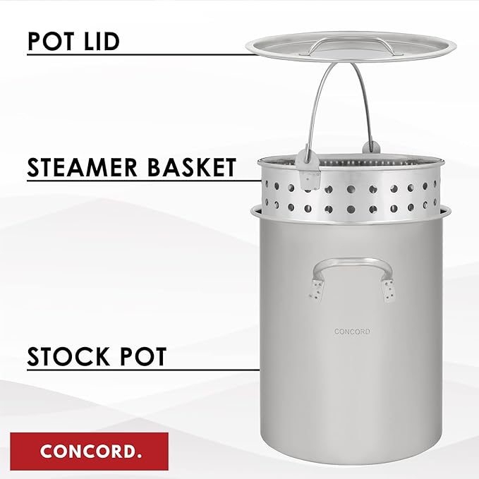 CONCORD 36 QT Stainless Steel Stock Pot w/Basket. Heavy Kettle. Cookware for Boiling (36) - Image 2