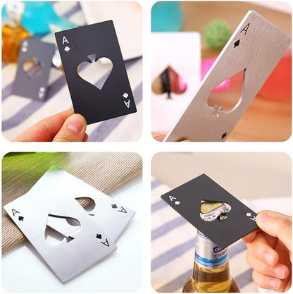 Ace Of Spades Bottle Opener Credit Card Size Pocker Cap Opener Portable Stainless Steel Can Opener (8 Pack Black & Silver) - Image 5