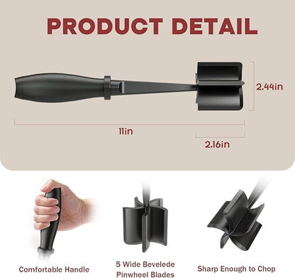 Meat Chopper, Hamburger Grinder, Premium Heat Resistant Smasher for Ground Beef, Burger Grinder Nylon Potato Mix Tool, Meat & Poultry Tenderizers-Black - Image 2