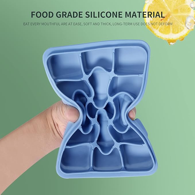 Ice Cube Trays Set of 2, Easy Release 15 Flexible Silicone Ice Cube Molds with Removable Lid Reusable Freezer Ice Trays Stackable for Whiskey, Baby Food, BPA Free (BLUE) - Image 5