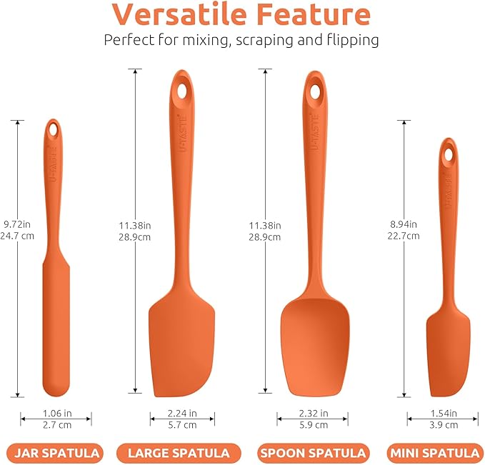 U-Taste Silicone Spatula Set with 600 Degrees Fahrenheit Heat Resistant (Orange) - Image 2